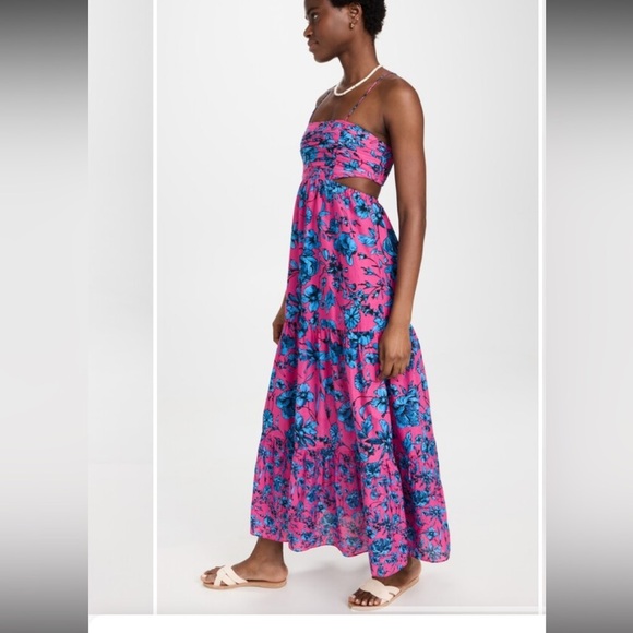 Floral Pink & Blue Playa Lucila Cutout Maxi Dress party resort spring $150 boho - Picture 4 of 8